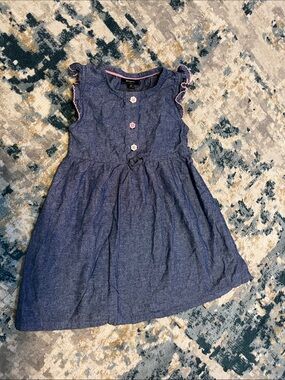 Picapino Girls' Navy Chambray Ruffle-Sleeve Dress Sz 3T